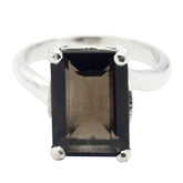 Luna Brown Solitaire Ring Elegant Silver Gemstone smoky quartz Brown